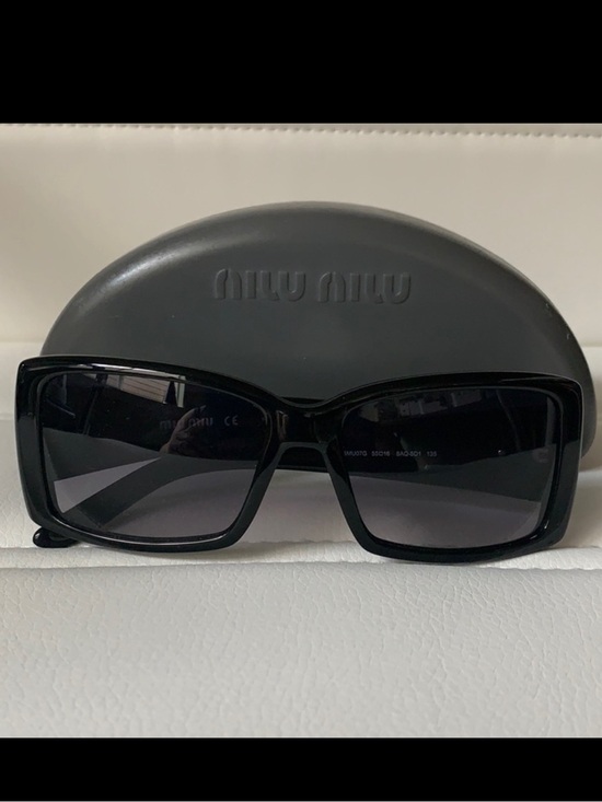 Miu Miu Accessories - Miu Miu Glossy Black Oversized Rectangular Sunglasses
